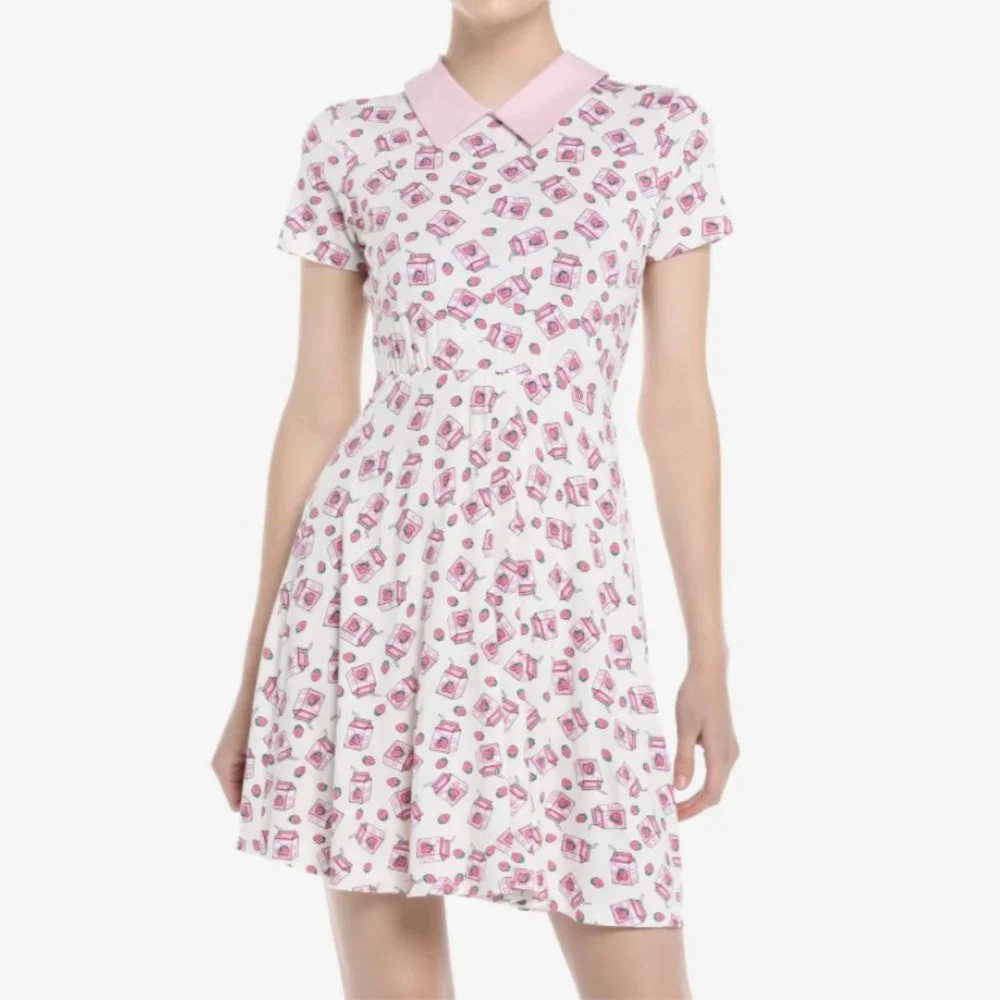 NWT Midnight Hour Strawberry Milk Carton Collar Dress Women's Plus Size 3X - Picture 3 of 10